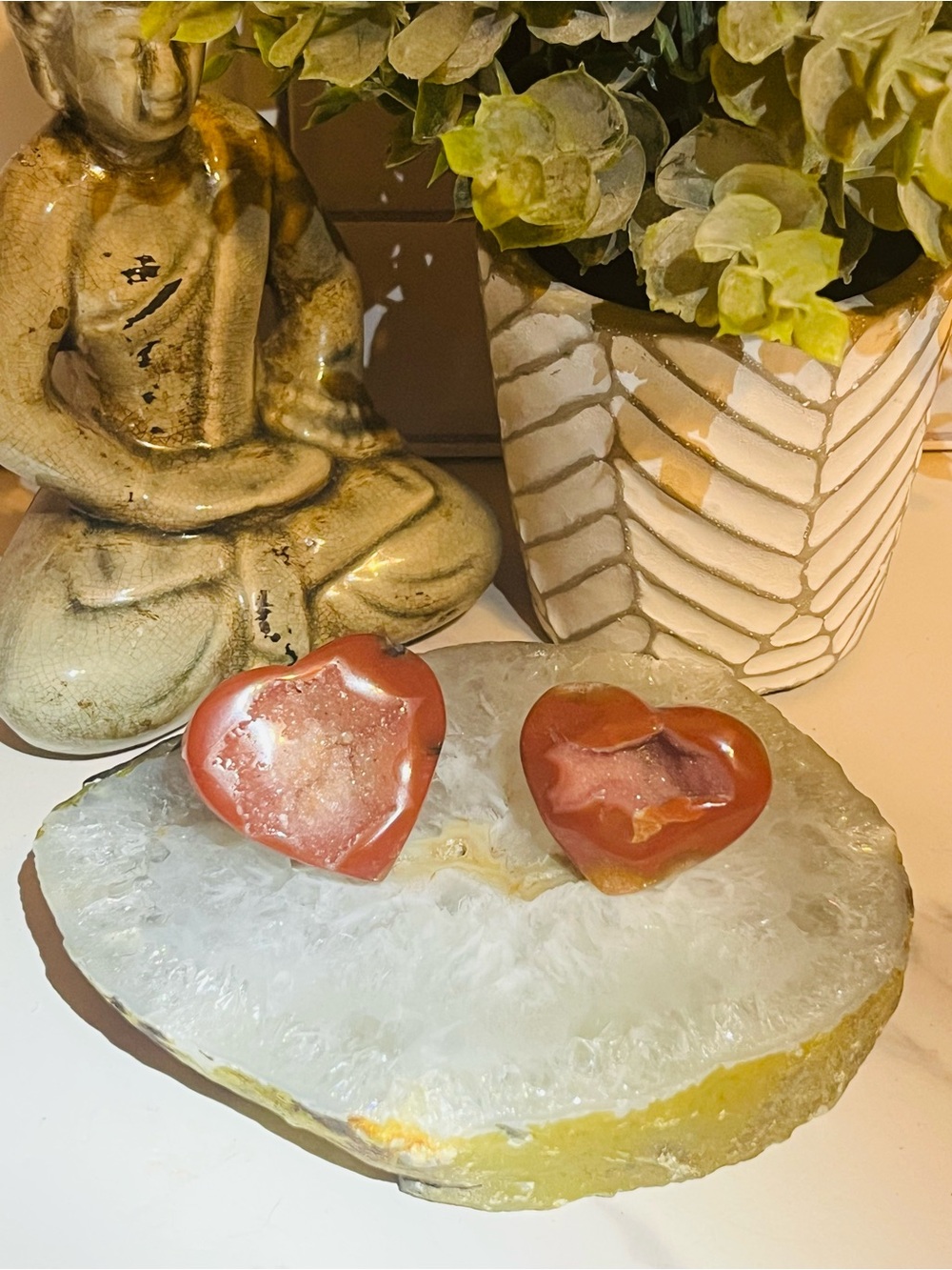 Carnelian Druzy Hearts